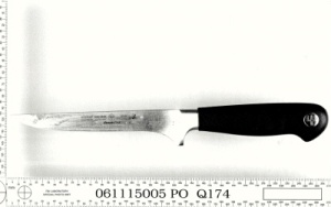 Knife Recovered from Guestroom